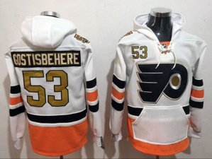 Philadelphia Flyers #53 Shayne Gostisbehere White Pocket Hoodie