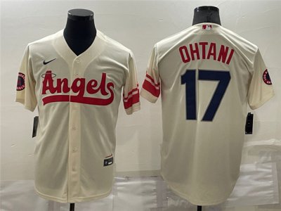 Los Angeles Angels #17 Shohei Ohtani Cream 2022 City Connect Cool Base Jersey