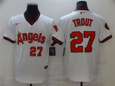 Los Angeles Angels #27 Mike Trout Vintage White Jersey