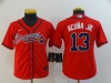 Youth Atlanta Braves #13 Ronald Acuna Jr. Red Cool Base Jersey