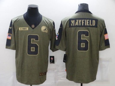 Cleveland Browns #6 Baker Mayfield 2021 Olive Salute To Service Limited Jersey