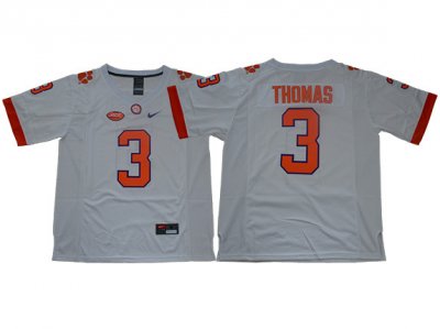 NCAA Clemson Tigers #3 Xavier Thomas White College Football Jersey