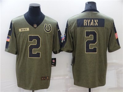 Indianapolis Colts #2 Matt Ryan 2021 Olive Salute To Service Limited Jersey
