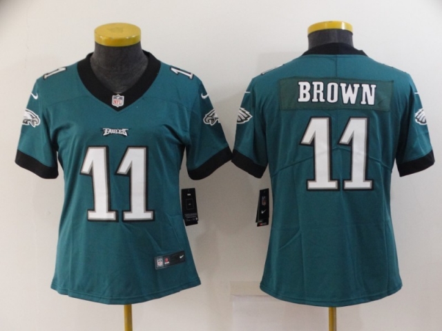 Women's Philadelphia Eagles #11 A.J. Brown Green Vapor Limited Jersey - Click Image to Close
