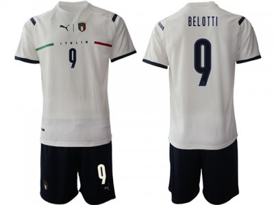 National Italy #9 Belotti Away White 2020/21 Soccer Jersey