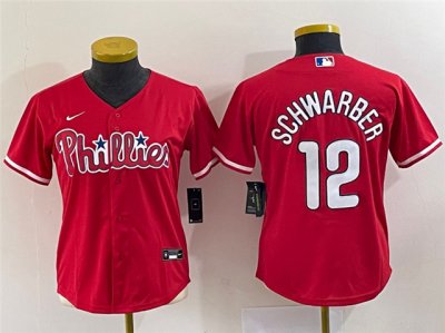 Womens Philadelphia Phillies #12 Kyle Schwarber Red Cool Base Jersey