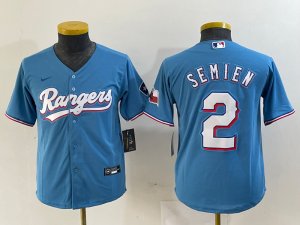 Youth Texas Rangers #2 Marcus Semien Light Blue Limited Jersey