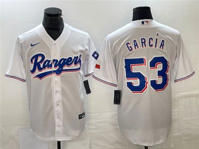Texas Rangers #53 Adolis Garcia White Cool Base Jersey