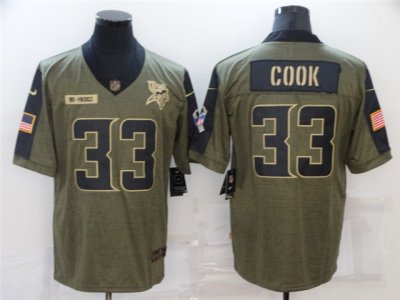 Minnesota Vikings #33 Dalvin Cook 2021 Olive Salute To Service Limited Jersey