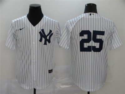 New York Yankees #25 Gleyber Torres White Without Name Cool Base Jersey