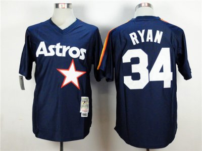 Houston Astros #34 Nolan Ryan Throwback Navy Blue Jersey