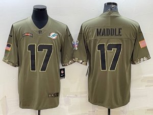 Miami Dolphins #17 Jaylen Waddle 2022 Olive Salute To Service Limited Jersey