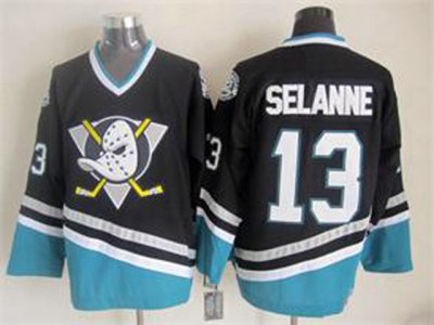 Anaheim Mighty Ducks #13 Teemu Selanne 2005 CCM Vintage Black Jersey