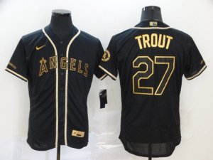 Los Angeles Angels #27 Mike Trout Black Golden 2020 Flex Base Jersey