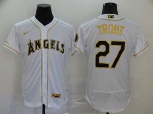 Los Angeles Angels #27 Mike Trout White Golden 2020 Flex Base Jersey