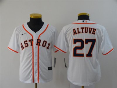 Youth Houston Astros #27 Jos Altuve White Cool Base Jersey