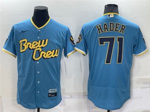 Milwaukee Brewers #71 Josh Hader Powder Blue 2022 City Connect Flex Base Jersey