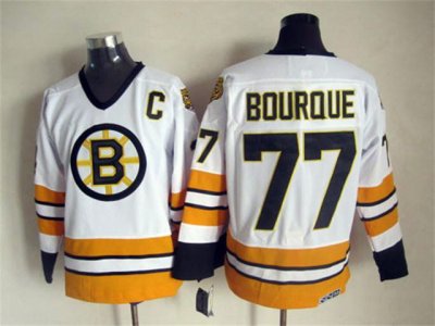 Boston Bruins #77 Ray Bourque 1970's Vintage CCM White Jersey
