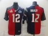 Tampa Bay Buccaneers #12 Tom Brady Split Red/Navy Super Bowl LV/LIII Jersey