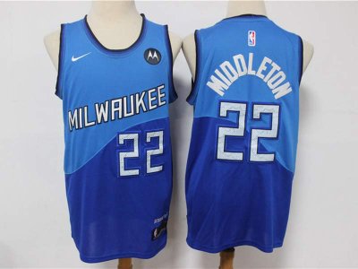 Milwaukee Bucks #22 Khris Middleton Blue 2021 City Edition Swingman Jersey