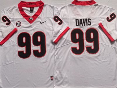 NCAA Georgia Bulldogs #99 Jordan Davis White College Football Jersey