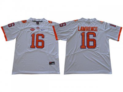 NCAA Clemson Tigers #16 Trevor Lawrence White College Football Jersey