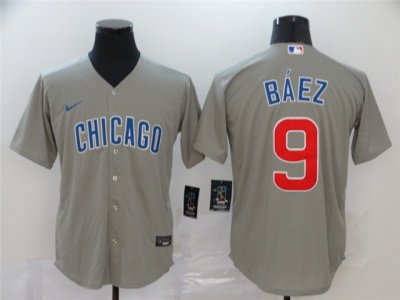 Chicago Cubs #9 Javier Baez Grey Cool Base Jersey