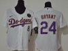 Women's Los Angeles Dodgers #8/24 Kobe Bryant White/Purple 2020 KB Cool Base Jersey