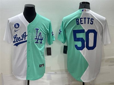 Los Angeles Dodgers #50 Mookie Betts White Green 2022 MLB All-Star Split Jersey