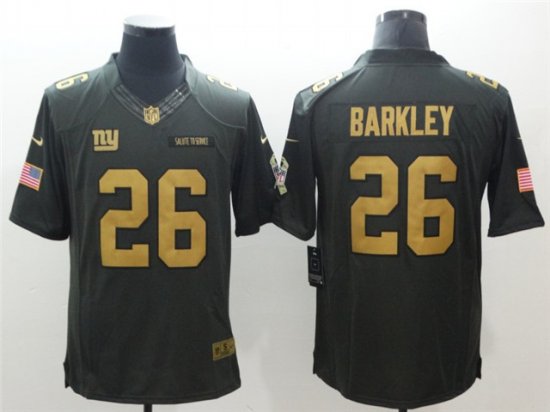 New York Giants #26 Saquon Barkley Anthracite Gold Salute To Service Limited Jersey