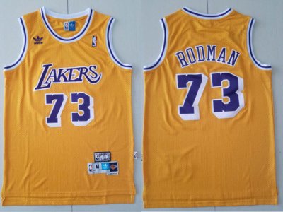 Los Angeles Lakers #73 Dennis Rodman Yellow Hardwood Classics Swingman Jersey