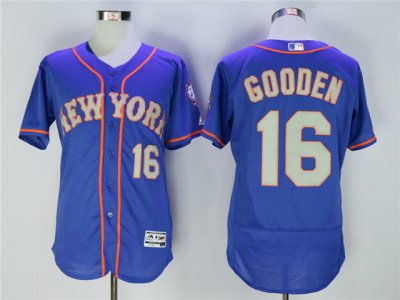New York Mets #16 Dwight Gooden Royal/Gray Flex Base Jersey