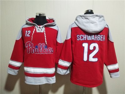 Philadelphia Phillies #12 Kyle Schwarber Red Pullover Hoodie Jersey