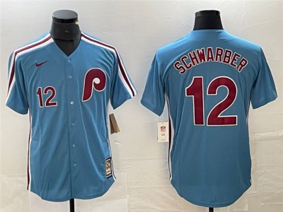 Philadelphia Phillies #12 Kyle Schwarber Light Blue Cooperstown Collection Jersey