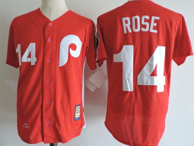 Philadelphia Phillies #14 Pete Rose Throwback Red Jersey
