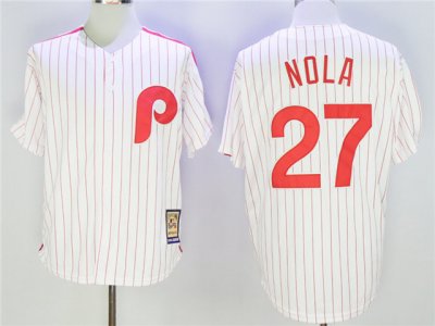 Philadelphia Phillies #27 Aaron Nola White Cooperstown Collection Cool Base Jersey