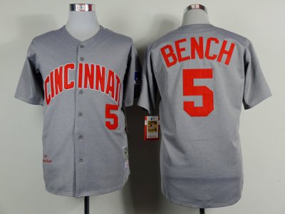 Cincinnati Reds #5 Johnny Bench 1969 Throwback Gray Jersey