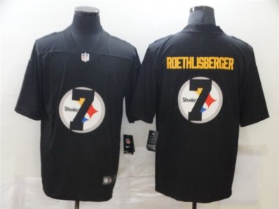Pittsburgh Steelers #7 Ben Roethlisberger Black Shadow Logo Limited Jersey