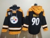 Pittsburgh Steelers #90 T. J. Watt Black Pullover Hoodie Jersey