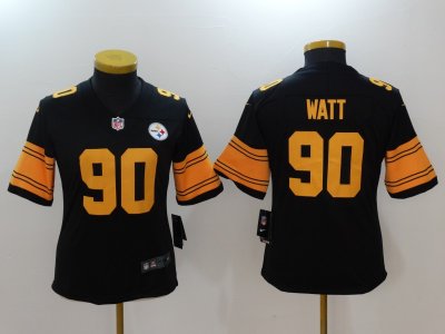 Women's Pittsburgh Steelers #90 T.J. Watt Black Color Rush Limited Jersey