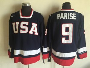 2010 Winter Olympics Team USA #9 Zach Parise CCM Vintage Navy Hockey Jersey