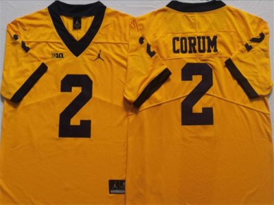 NCAA Michigan Wolverines #2 Blake Corum Yellow College Football Jersey