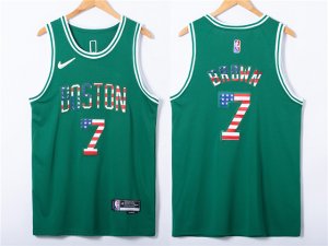 Boston Celtics #7 Jaylen Brown Green US Flag Number Swingman Jersey