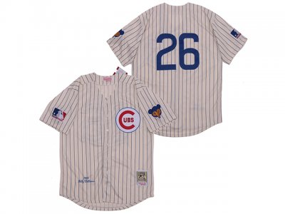 Chicago Cubs #26 Billy Williams 1969 Throwback Cream Pinstripe Jersey