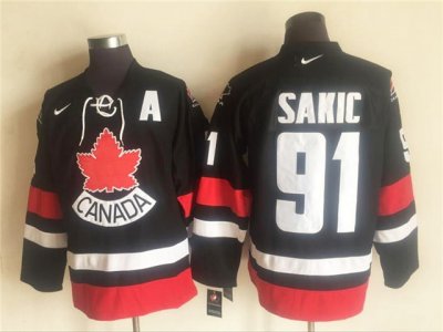 2002 Winter Olympics Team Canada #91 Joe Sakic CCM Vintage Black Hockey Jersey