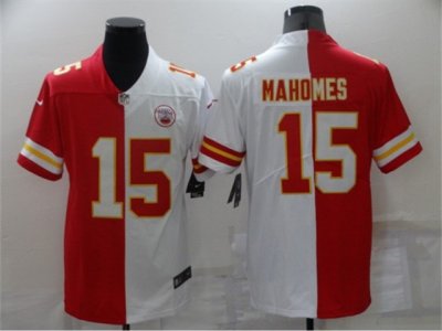 Kansas City Chiefs #15 Patrick Mahomes Split Red/White Limited Jersey
