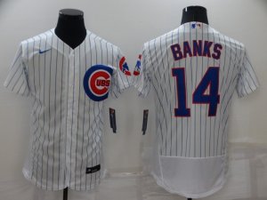 Chicago Cubs #14 Ernie Banks White Flex Base Jersey