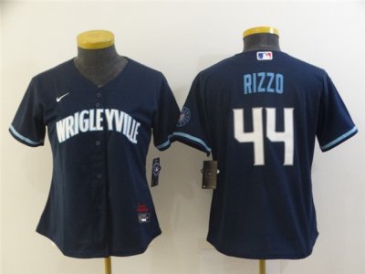 Women's Chicago Cubs #44 Anthony Rizzo Navy 2021 City Connect Cool Base Jersey