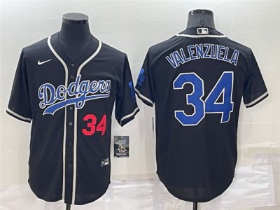 Los Angeles Dodgers #34 Fernando Valenzuela Black Fashion Cool Base Jersey