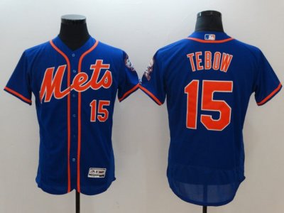 New York Mets #15 Tim Tebow Royal/Orange Flex Base Jersey